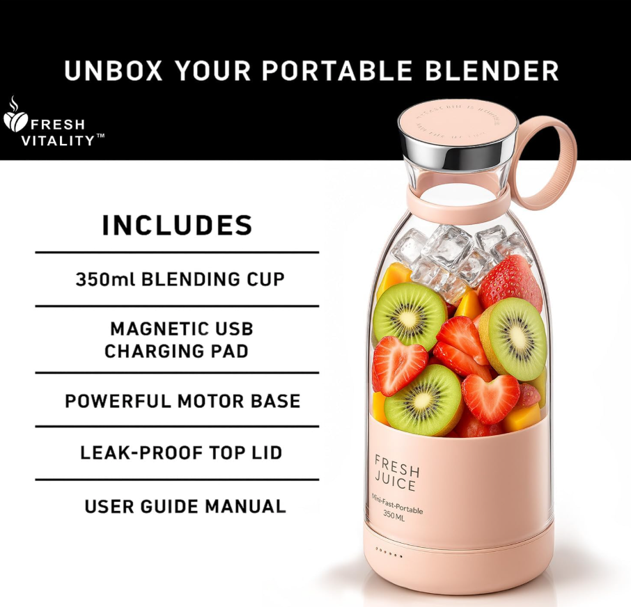USB Rechargeable Portable Blender Bottle for Smoothies and Shakes