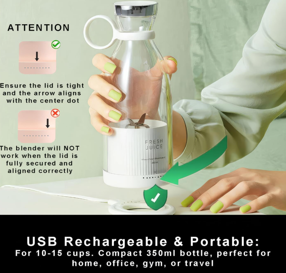 USB Rechargeable Portable Blender Bottle for Smoothies and Shakes