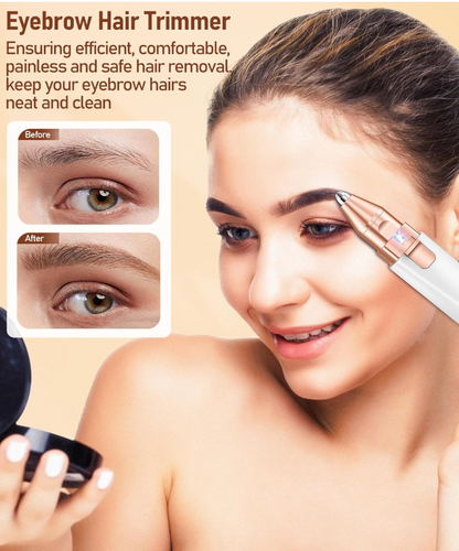 Rechargeable Precision Eyebrow Trimmer and Facial Hair Remover